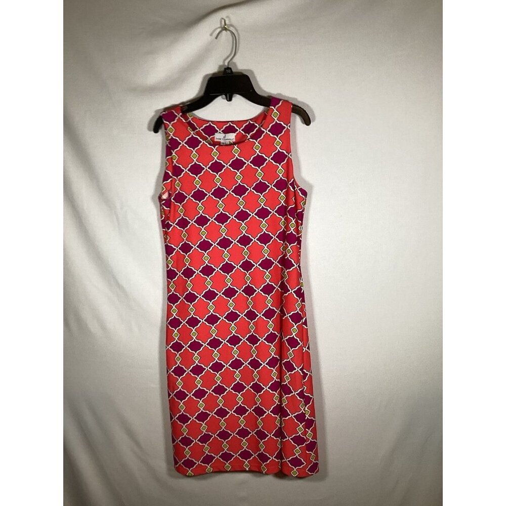 JUDE CONNALLY Beth Dress Mod Geometric Nylon Y2K Sport Casual Travel Knee Length